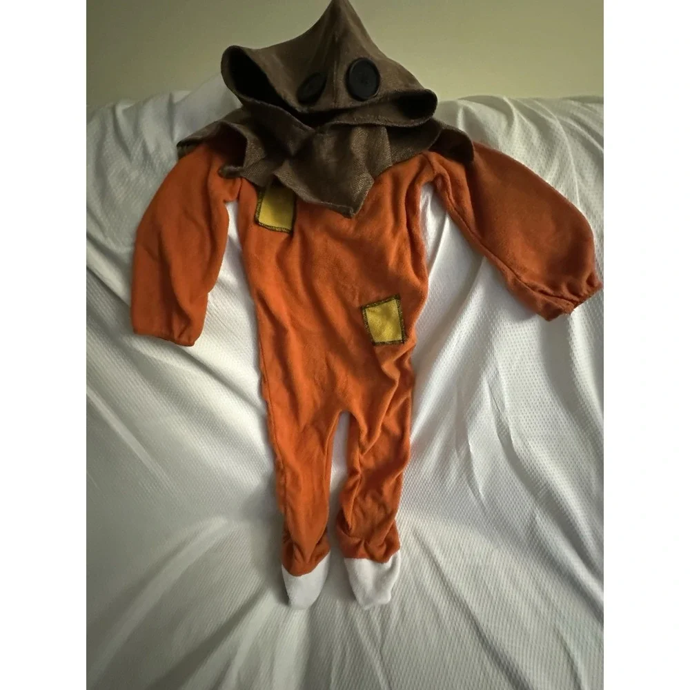 Trick 'r Treat Sam Costume Fleece Jumpsuit w/Scarecrow Hood 2T Spirit Halloween